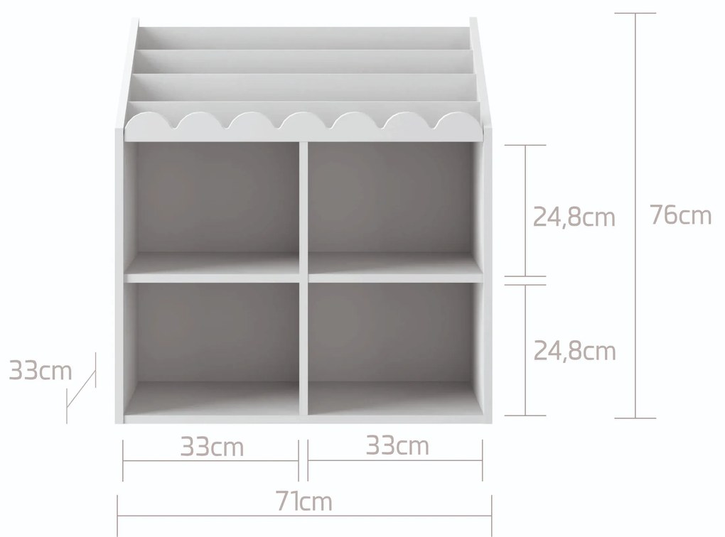 Bellamy Detská knižnica BOOK NOOK SNOW 71x76 cm, biela