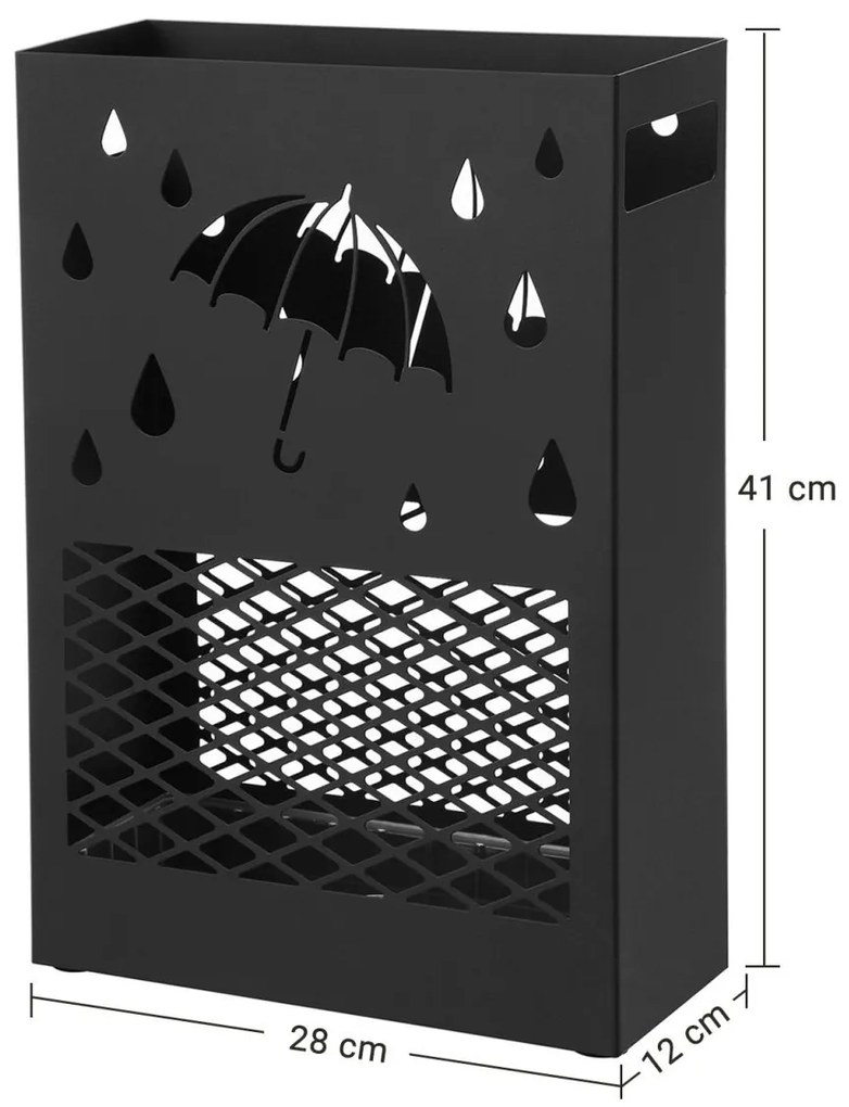 Kovový stojan na dáždniky Rainy, 41x28x12 cm