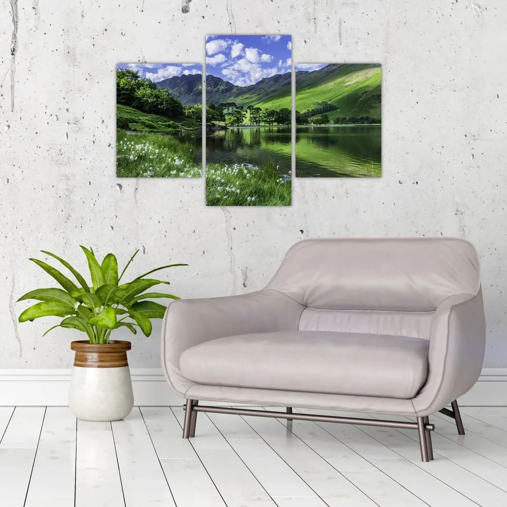 Obraz - Krajina s jazerom (90x60 cm)