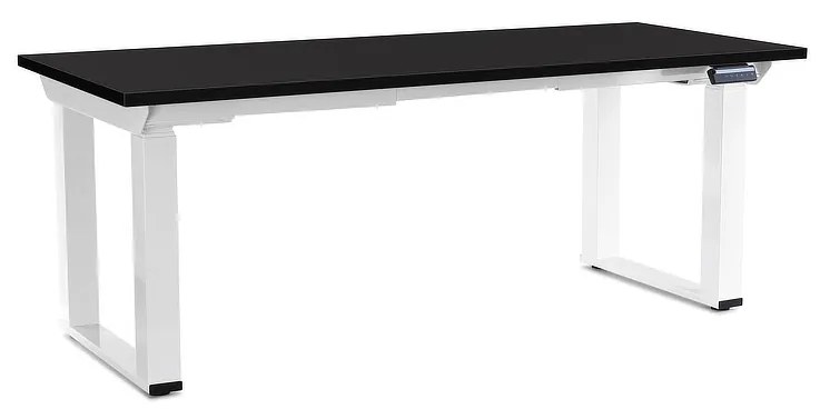 Výškovo nastaviteľný stôl OfficeTech Strong 180 x 80 cm, biela podnož, čierna