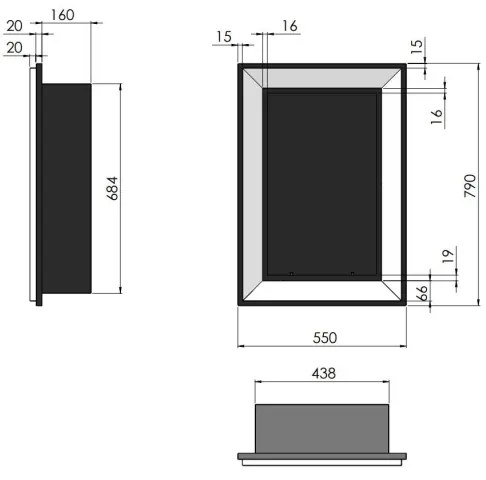 InFire - Vstavaný BIO krb 79x55 cm 3kW čierna