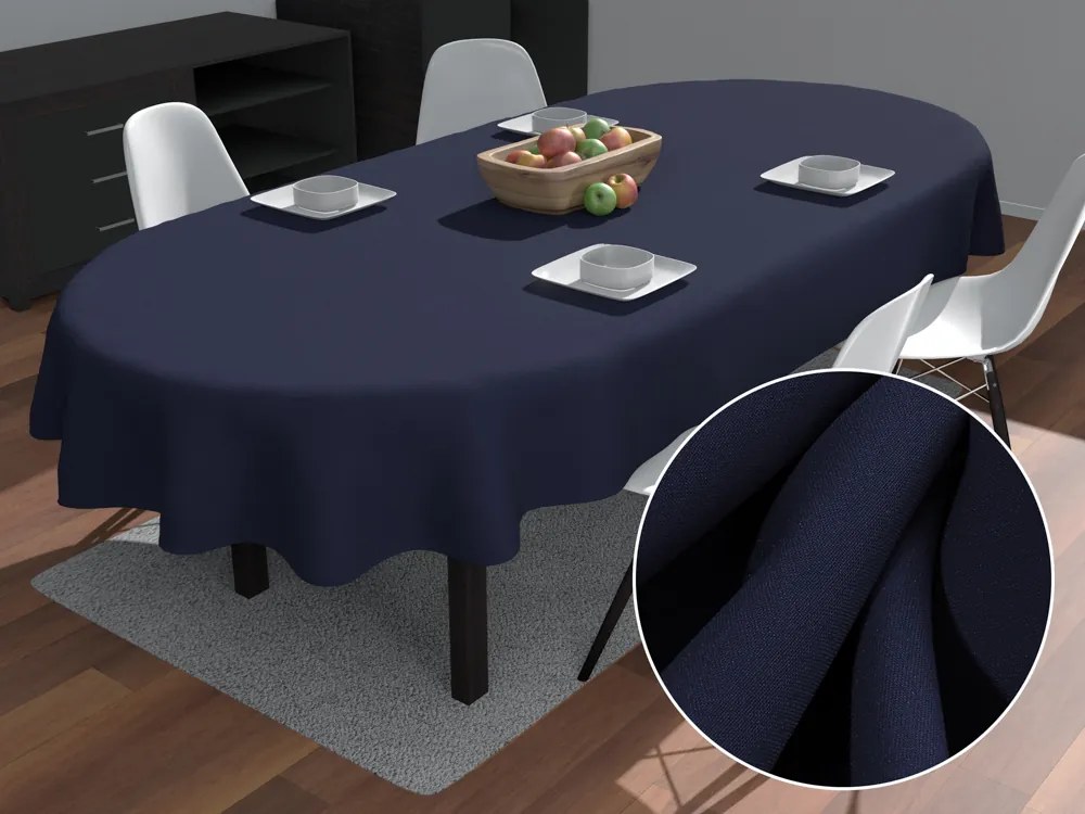 Biante Dekoračný oválny obrus Rongo RG-055 Temne modrý 120x200 cm