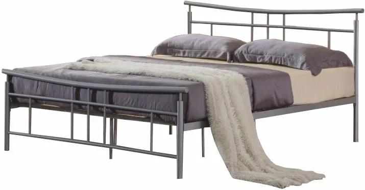KONDELA Dorado 160 kovová manželská posteľ s roštom matná strieborná