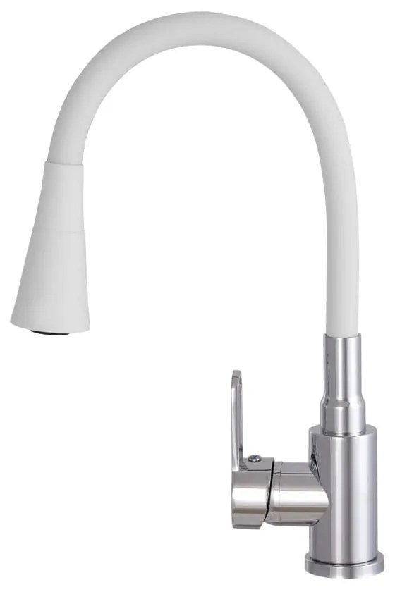 Gamma Flex 3000, stojanková drezová batéria s flexibilným ramenom, biela matná-chrómová, GMA-BFX-3000WH