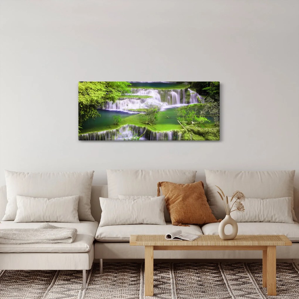 Obrázok - Vodopády Huay Mae Khamin, Kanchanaburi, Thajsko (120x50 cm)