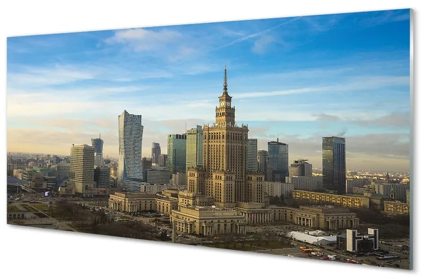 Sklenený obraz Panorama Varšava mrakodrapov 120x60 cm