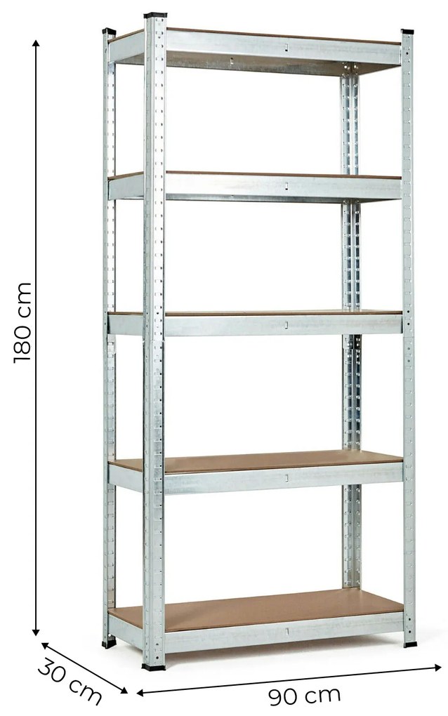 Skladový regál 180x90x30 cm, 5 políc, nosnosť 875 kg, ModernHome