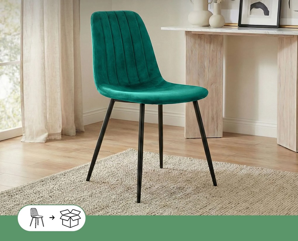 Čalouněná jídelní židle Lumo lahvově zelená
