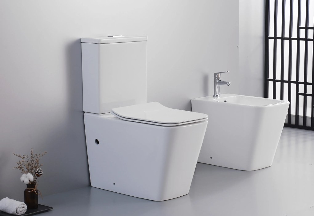 CERANO - WC kombi Bruno, Rimless + UF sedátko - biela lesklá, CER-CER-538765