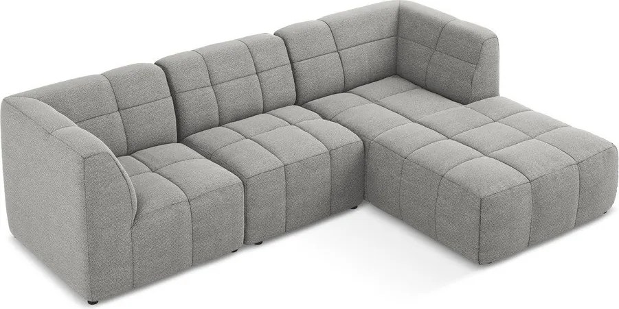 Sivá rohová pohovka z textílie buklé (pravý roh/s leňoškou) Aloha – Makamii