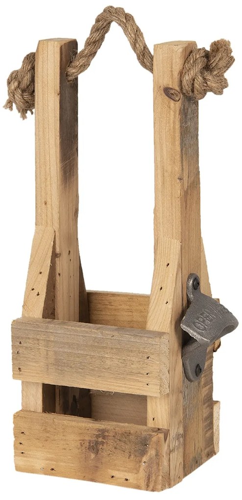 Drevená retro bednička na fľašu s otváračom - 9 * 10 * 29 cm