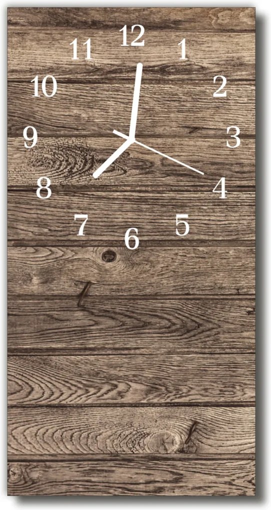 Sklenené hodiny vertikálne  Hnedé tlačené drevo