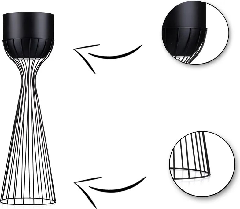 KOVOVÝ KVETINÁČ SO STOJANOM GLAM 68X20 CM ČIERNA