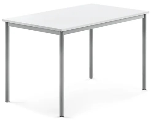 Stôl SONITUS, 1200x800x760 mm, HPL - biela, strieborná