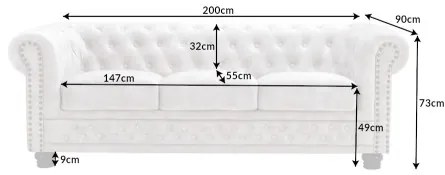 Sedacia súprava 42310 Chesterfield 3-sedenie Zamat Champagner  - Komfort-nábytok