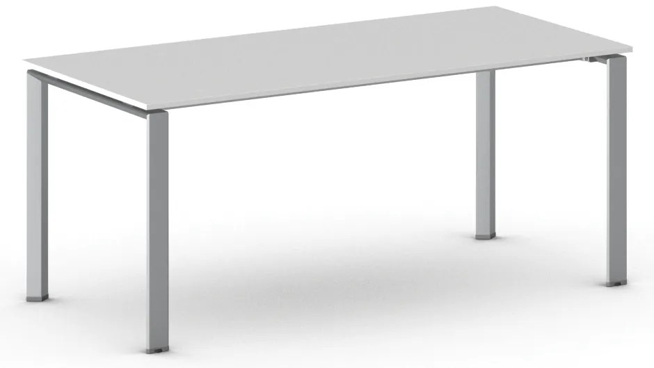 Rokovací kancelársky stôl PRIMO INFINITY, 180x90 cm, sivostrieborná podnož, biela