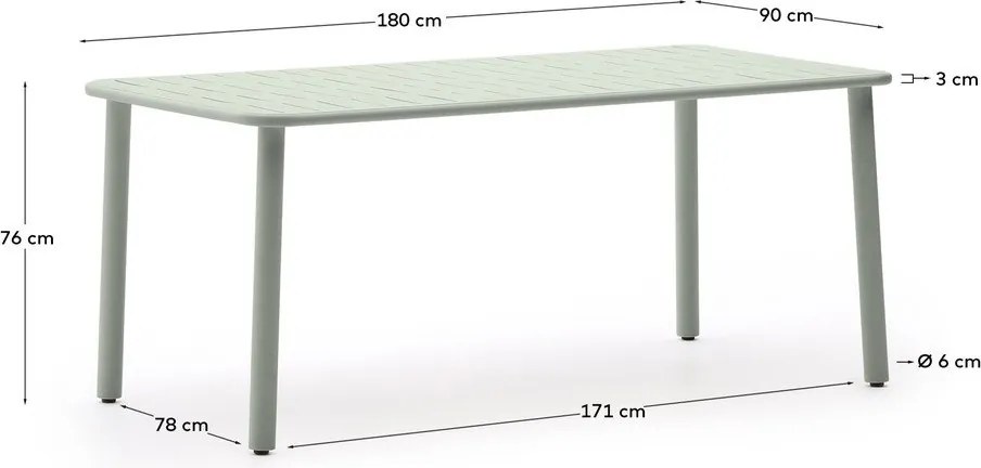 Oceľový záhradný jedálenský stôl 90x180 cm Brai – Kave Home