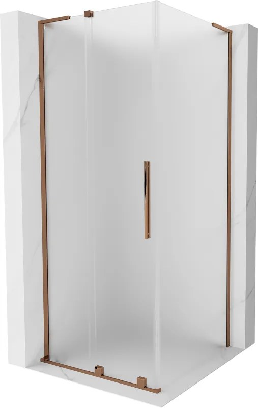 Mexen Velar L, sprchový kút s posuvnými dverami 120 x 120 cm, 8mm sklo námraza, ružové zlato, 871-120-120-33-60