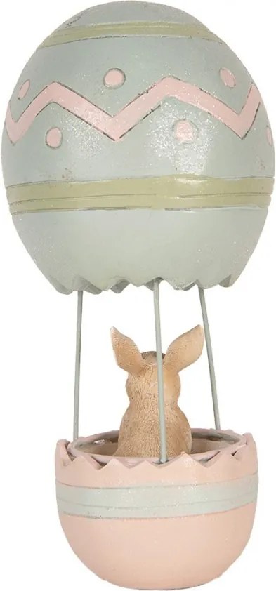 Ružovo-modrá dekorácia králik v balóne - Ø 12*25 cm