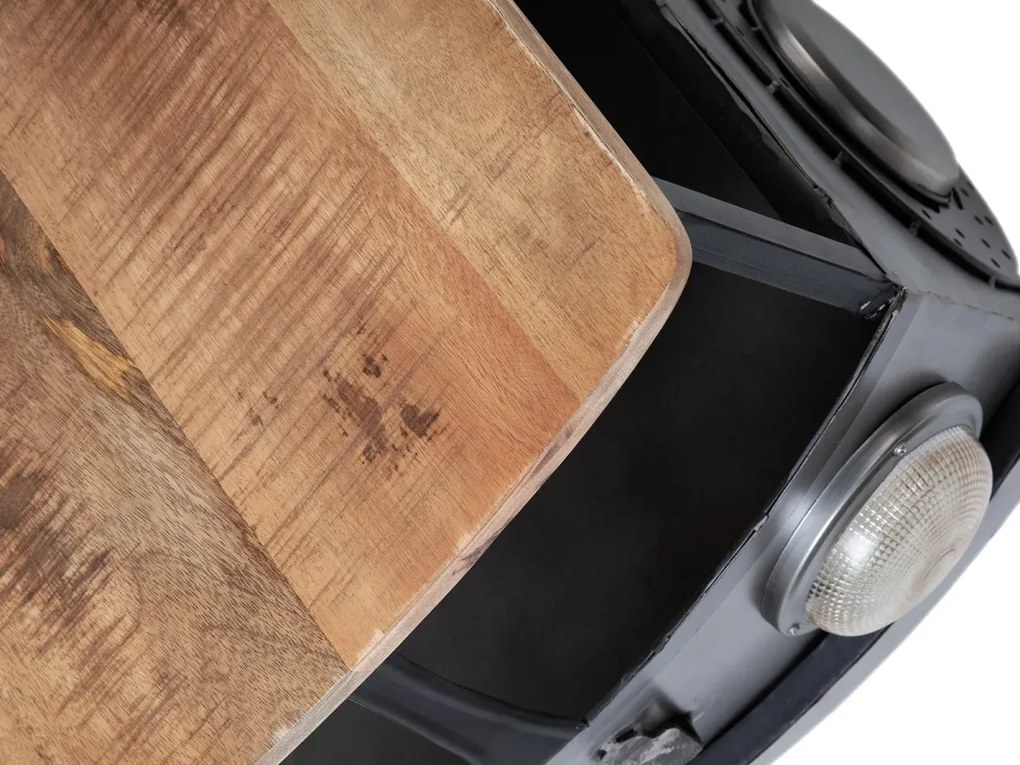 furniture-nabytek.cz - Masívny konferenčný stolík Camper z kovu a dreva, lakovaný, šedá farba