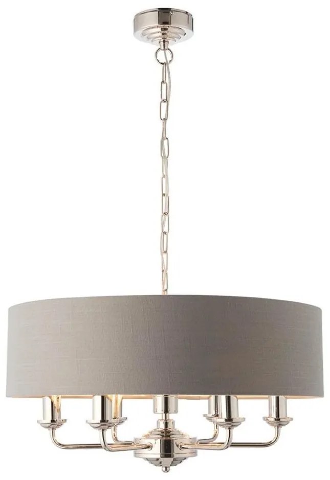 Endon 94373 - Luster na reťazi HIGHCLERE 6xE14/40W/230V šedá/lesklý chróm