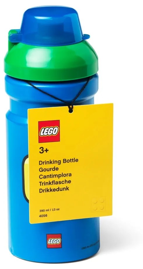 Modrá fľaša na vodu so zeleným vekom LEGO® Iconic, 390 ml