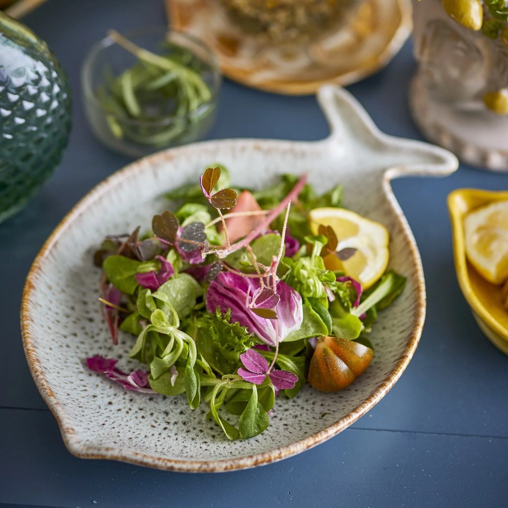 Bloomingville Modrý/béžový servírovací tanier z kameniny Fleur