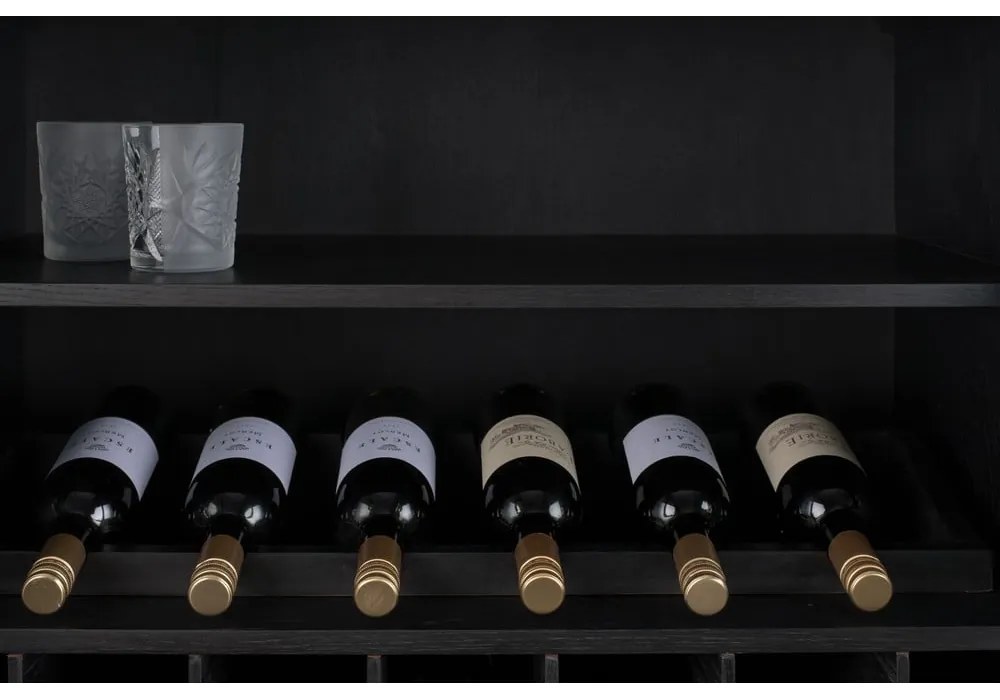 Čierna vinotéka z dubového dreva pre 20 fliaš, 89x181 cm Travis – Zuiver