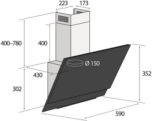 Komínový digestor Concept OPK5160WH 59 x 43 cm biela