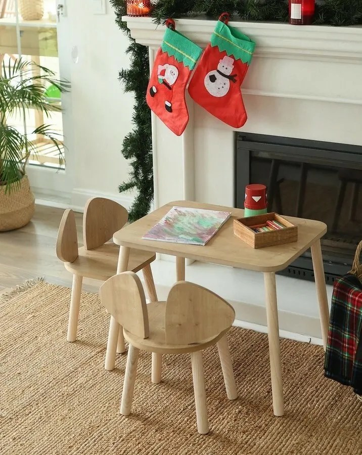 Detský stôl a stoličky, 2 kusy Mickey Two ChairSet - hnedá