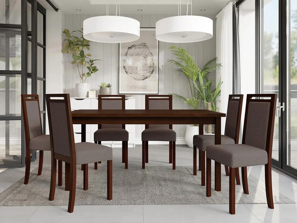 Rozkladací jedálenský stôl so 6 stoličkami AL03, Morenie: biela - L, Poťahové látky: 25x - Paros 2