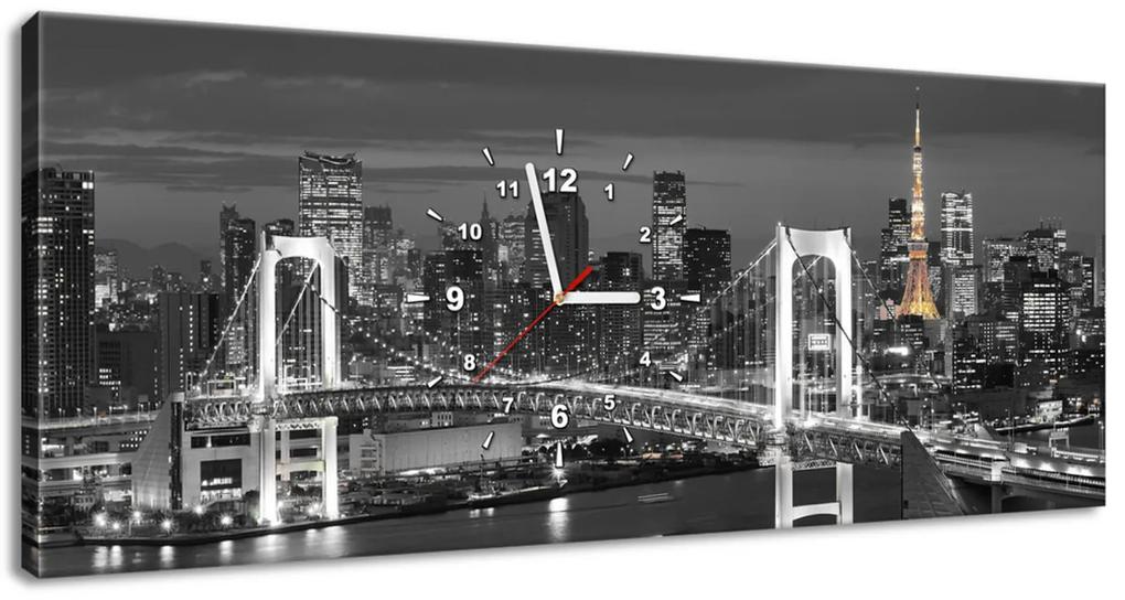 Gario Obraz s hodinami Most Tokyo Bay Veľkosť: 60 x 40 cm