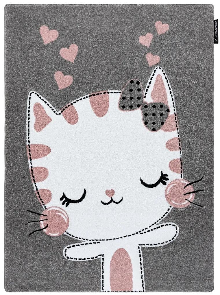 Dywany Łuszczów Detský kusový koberec Petit Kitty cat grey - 140x190 cm