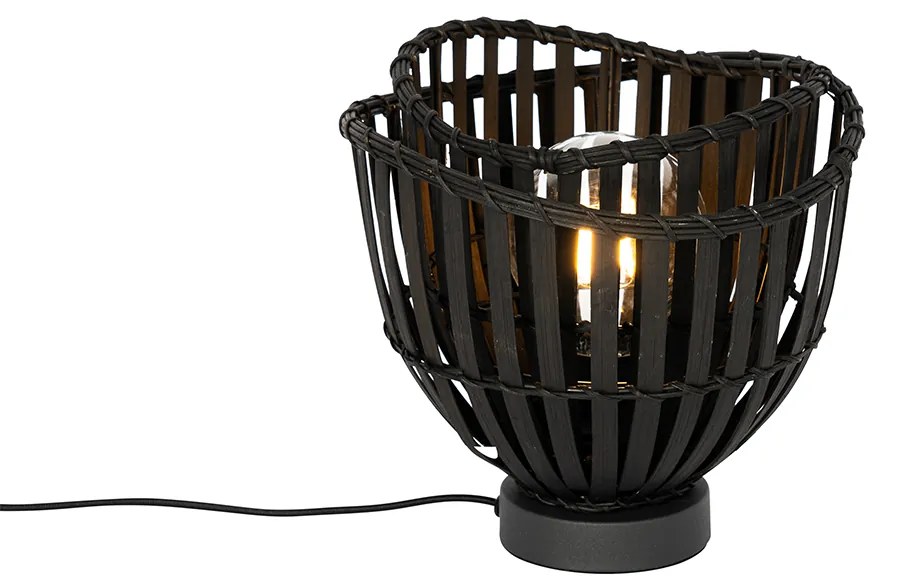 Orientálna stolná lampa čierna bambus - Pua