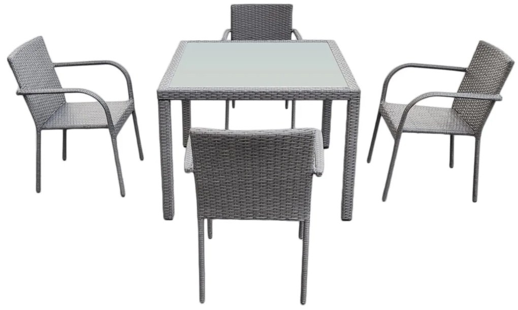 ZÁHRADNÝ KOMPLET ECCELLENTE 4 x STOLIČKA + STÔL ŠEDÝ