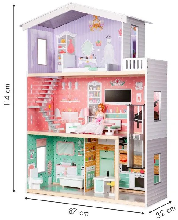 Drevený domček pre bábiky s výťahom - Ecotoys