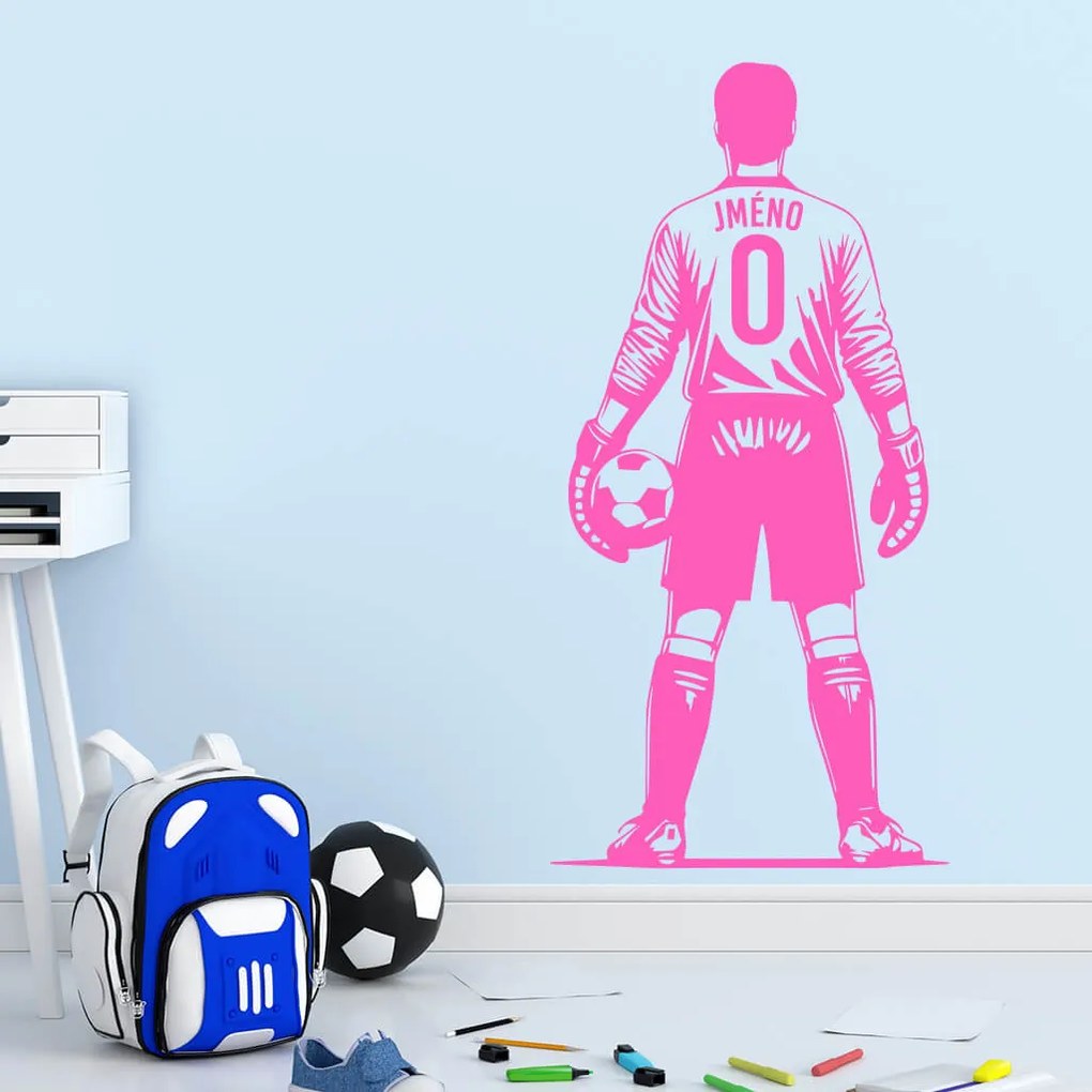 Veselá Stena Samolepka Futbalový brankár s menom Farba: fialová, Veľkosť: 100 x 50 cm