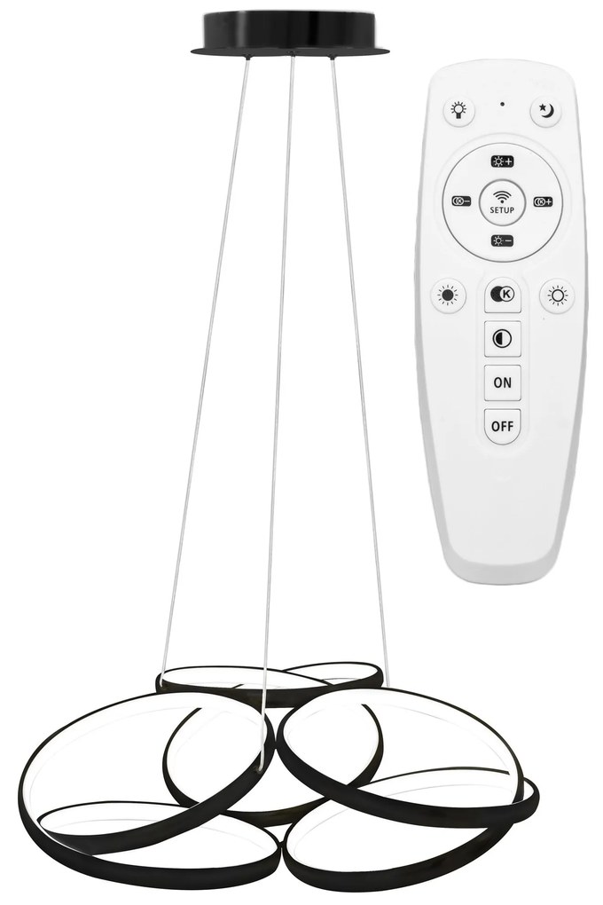 Toolight - LED závesné svietidlo APP793-CP + diaľkové ovládanie, čierna, OSW-04020