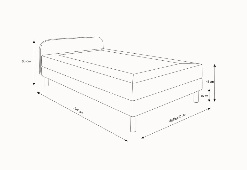 Hotelová posteľ HOT 2, 120x200, cosmic 160