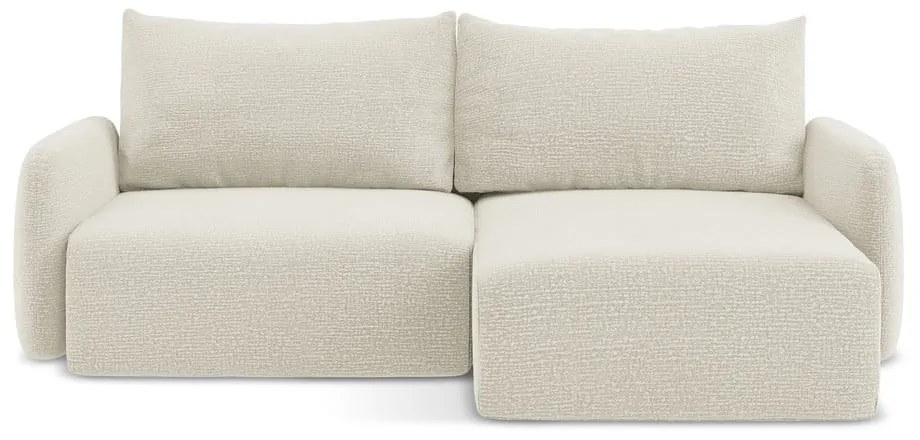 Krémovobiela rozkladacia/s úložným priestorom rohová pohovka (pravý roh) Kalena – Makamii