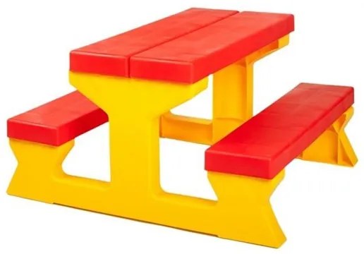 STAR PLUS Nezaradené Detský záhradný nábytok - Stôl a lavičky červeno-žltý Červená |