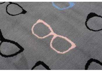 Detský sivý koberec s okuliarmi