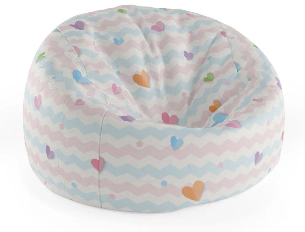 Sablio Sedací vak Cocoon Farebné srdiečka - 75 x 45 x 35 cm