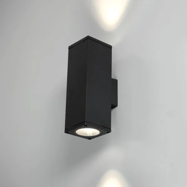 Vonkajšie nástenné svietidlo 2xGU10/35W/230V IP54 hranatý čierna