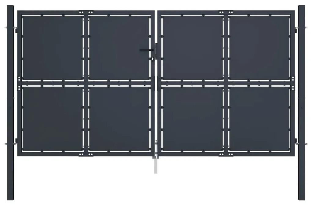 vidaXL Záhradná brána, oceľ 300x200 cm, antracitová