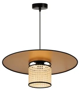 Duolla - Luster na lanku TOKYO RATTAN 1xE27/15W/230V pr. 50 cm zlatá/ratan