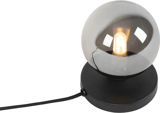 Moderná stolná lampa čierna s dymovým sklom - Atény