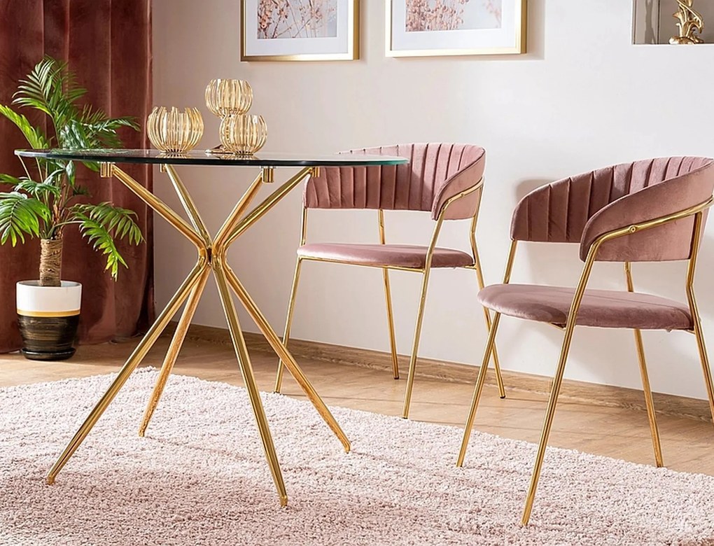 Jedálenský stôl Azalia 80 cm číry/zlatý