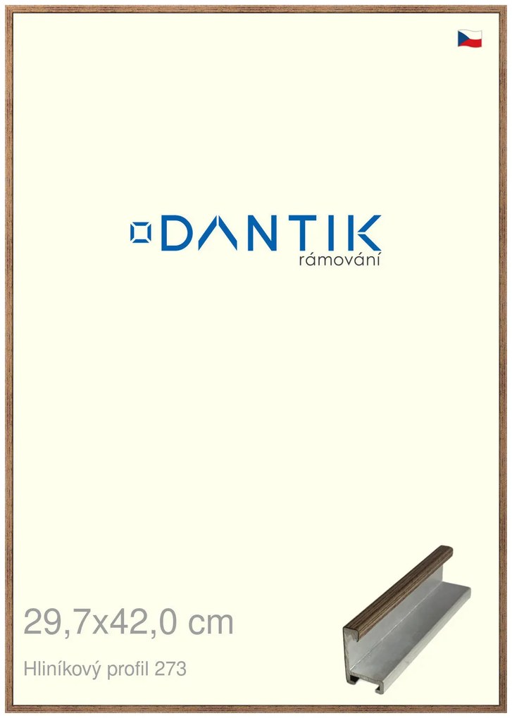 DANTIK rám na obraz 29,7x42 | ALU Dýha wenge (Plexi Čiré)