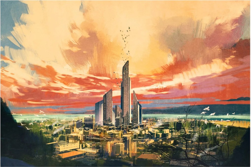 Obraz - Maľované mesto (90x60 cm)